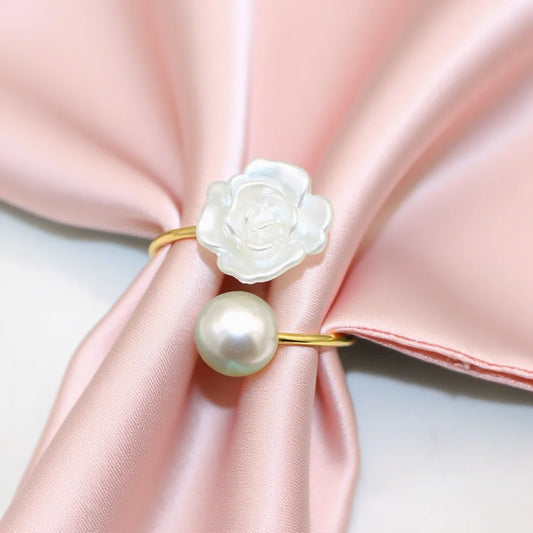 Argolas Porta-Guardanapo com Flor e Pérola