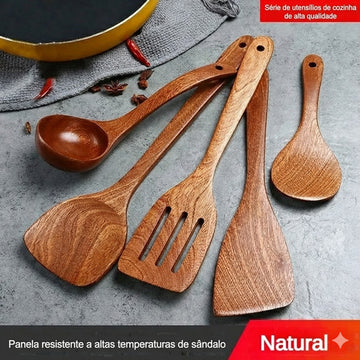 Utensílios de Madeira Natural p/ Cozinha